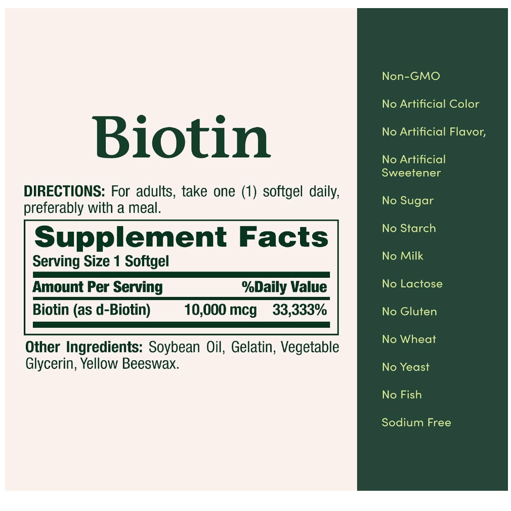Nature's Bounty Biotina, 10.000 mcg, 120 cápsulas