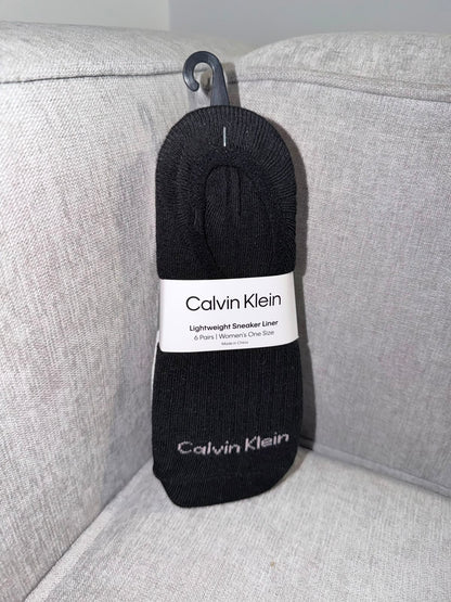 Medias tobilleras delgadas x 6 pares negro/blanco - Calvin Klein