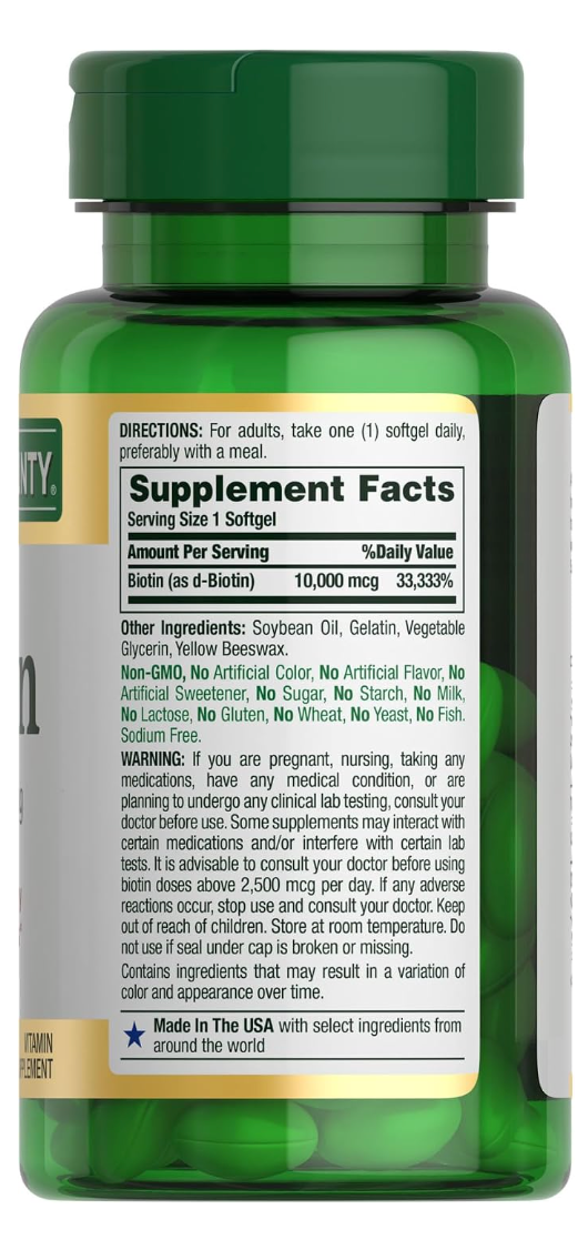 Nature's Bounty Biotina, 10.000 mcg, 120 cápsulas