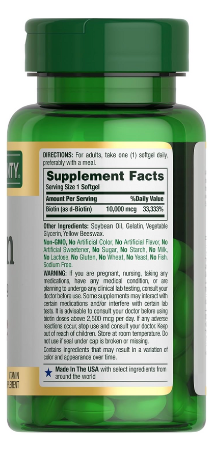 Nature's Bounty Biotina, 10.000 mcg, 120 cápsulas