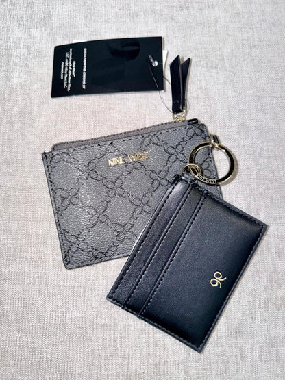 Tarjetero monedero Nine West gris/negro - Mariana Pineda Encargos